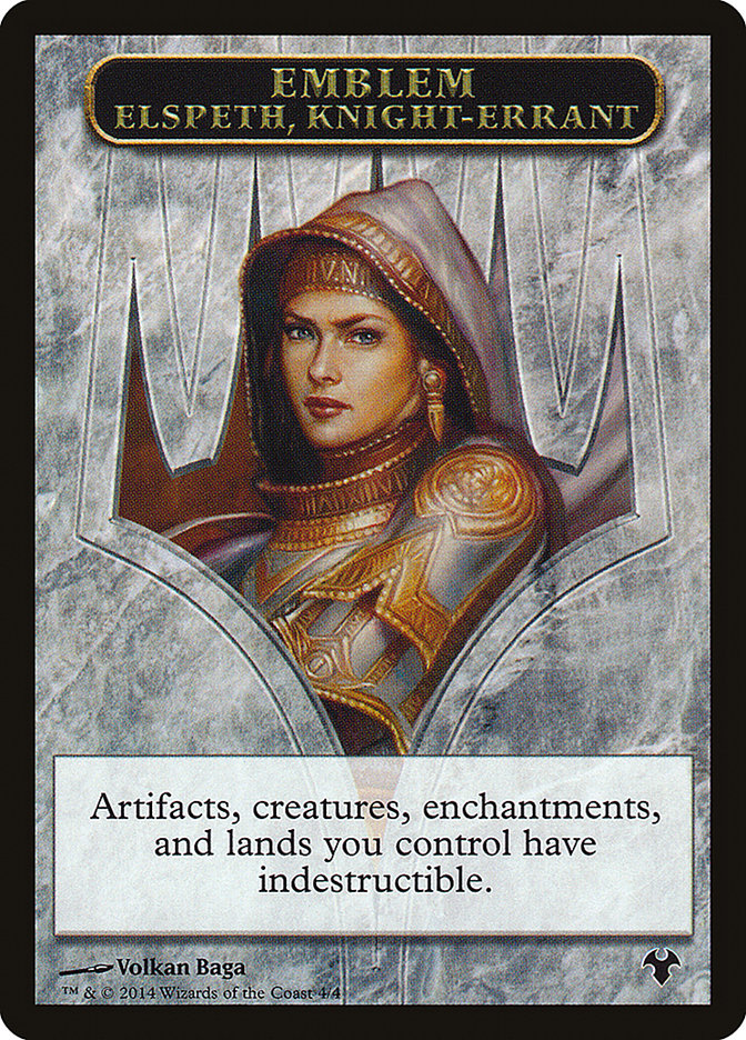 Emblem - Elspeth, Knight-Errant // Soldier Double-Sided Token [Modern Event Deck 2014 Tokens] | Exor Games Bridgewater