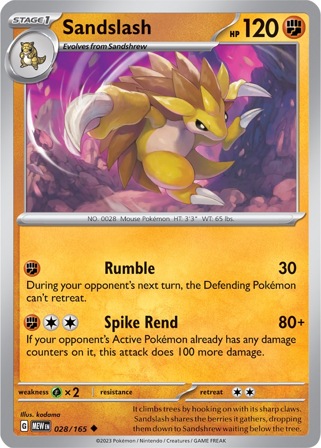 Sandslash (028/165) [Scarlet & Violet: 151] | Exor Games Bridgewater