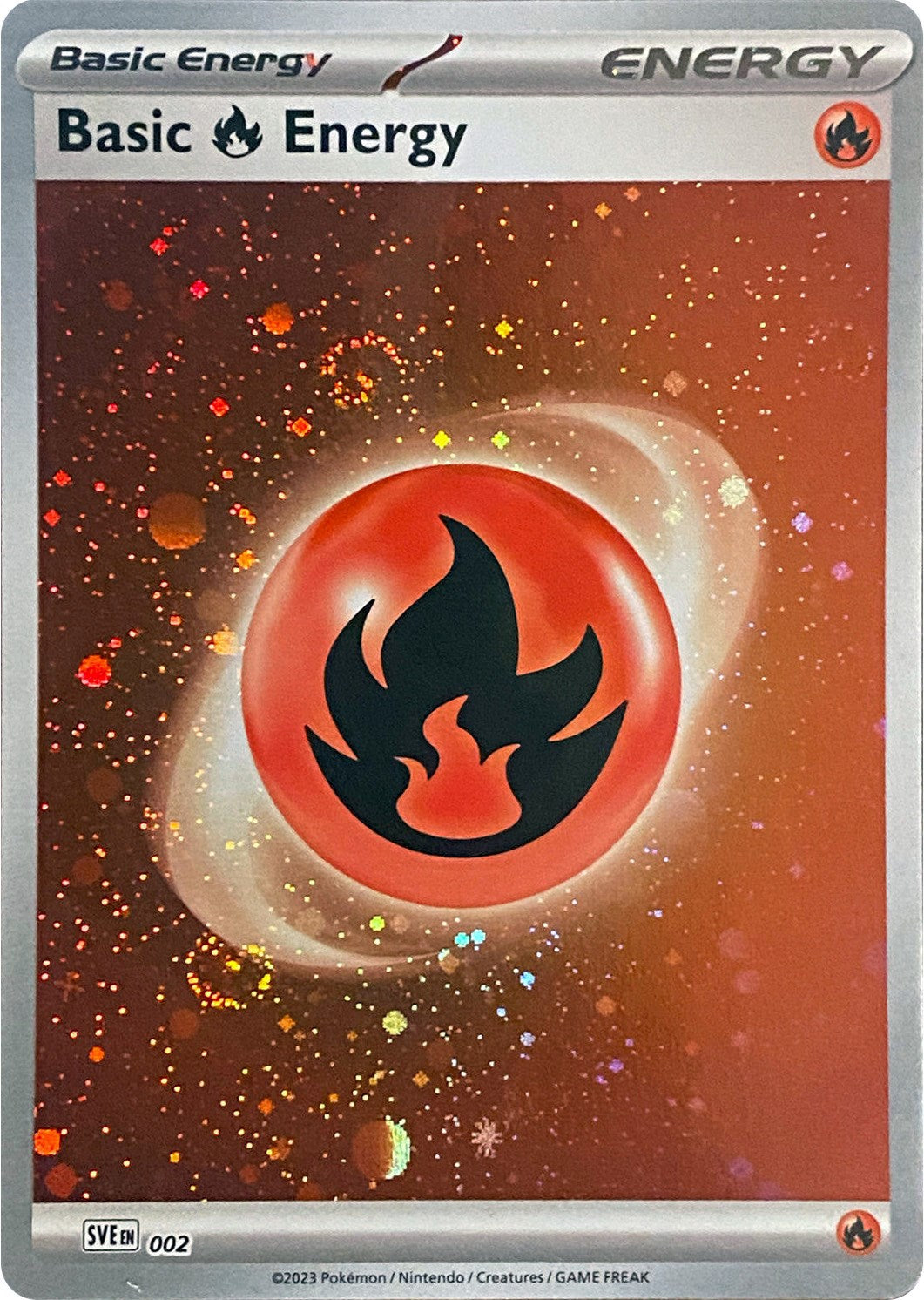 Basic Fire Energy (002) (Cosmos Holo) [Scarlet & Violet: Base Set] | Exor Games Bridgewater