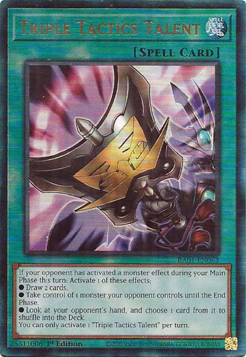 Triple Tactics Talent [RA01-EN063] Prismatic Ultimate Rare | Exor Games Bridgewater