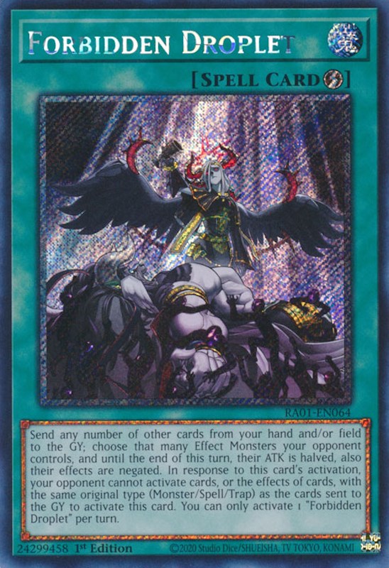 Forbidden Droplet [RA01-EN064] Platinum Secret Rare | Exor Games Bridgewater