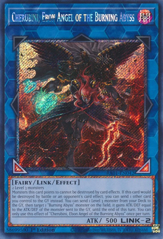 Cherubini, Ebon Angel of the Burning Abyss [RA01-EN042] Platinum Secret Rare | Exor Games Bridgewater