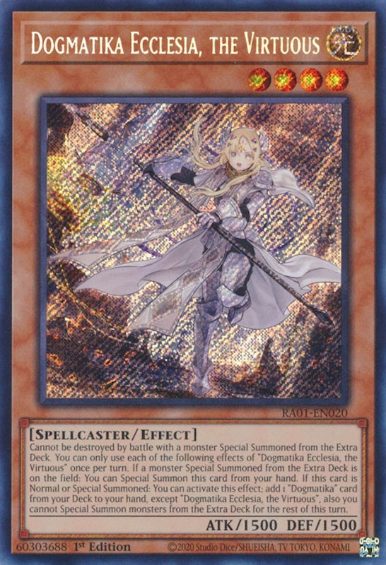 Dogmatika Ecclesia, the Virtuous [RA01-EN020] Secret Rare | Exor Games Bridgewater