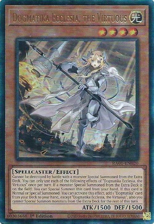 Dogmatika Ecclesia, the Virtuous [RA01-EN020] Prismatic Ultimate Rare | Exor Games Bridgewater