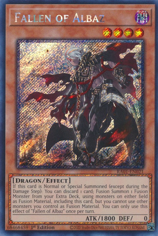 Fallen of Albaz [RA01-EN021] Platinum Secret Rare | Exor Games Bridgewater