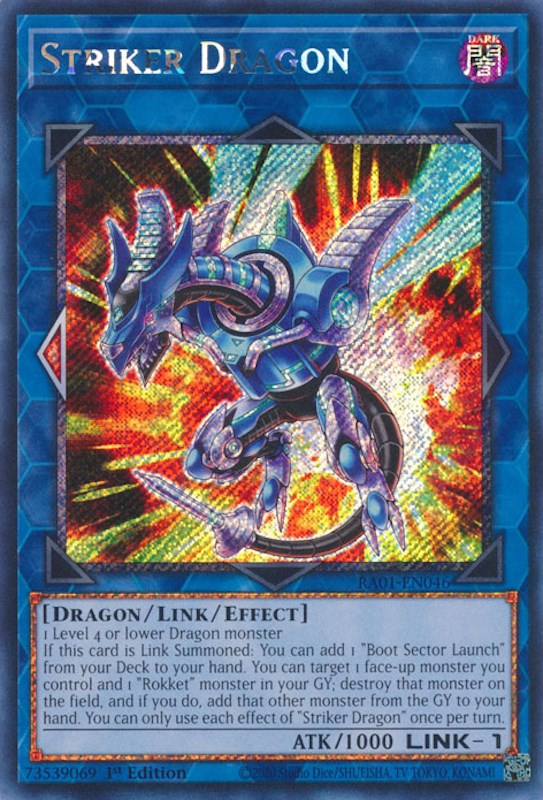 Striker Dragon [RA01-EN046] Platinum Secret Rare | Exor Games Bridgewater