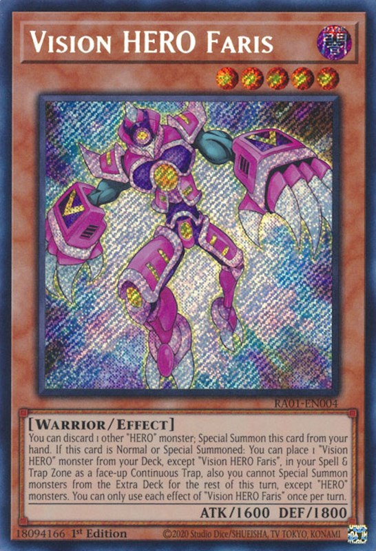 Vision HERO Faris [RA01-EN004] Secret Rare | Exor Games Bridgewater