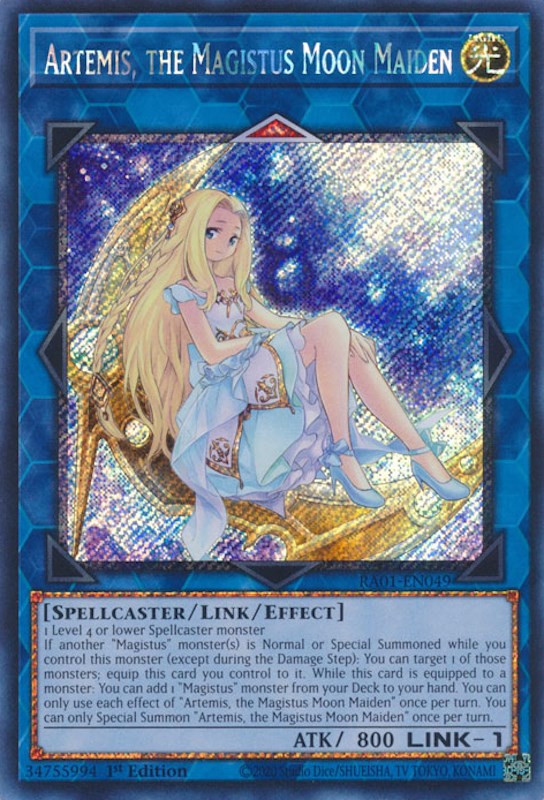 Artemis, the Magistus Moon Maiden [RA01-EN049] Platinum Secret Rare | Exor Games Bridgewater