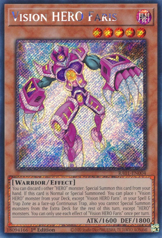 Vision HERO Faris [RA01-EN004] Platinum Secret Rare | Exor Games Bridgewater