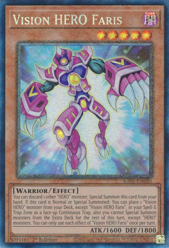 Vision HERO Faris [RA01-EN004] Prismatic Collector's Rare | Exor Games Bridgewater