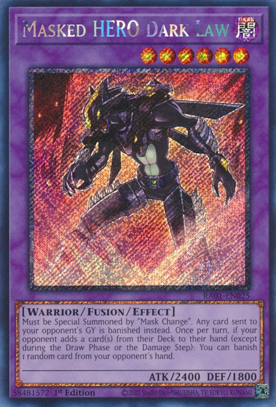 Masked HERO Dark Law [RA01-EN025] Platinum Secret Rare | Exor Games Bridgewater