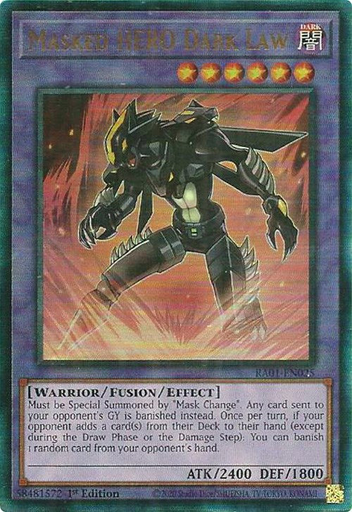 Masked HERO Dark Law [RA01-EN025] Prismatic Ultimate Rare | Exor Games Bridgewater