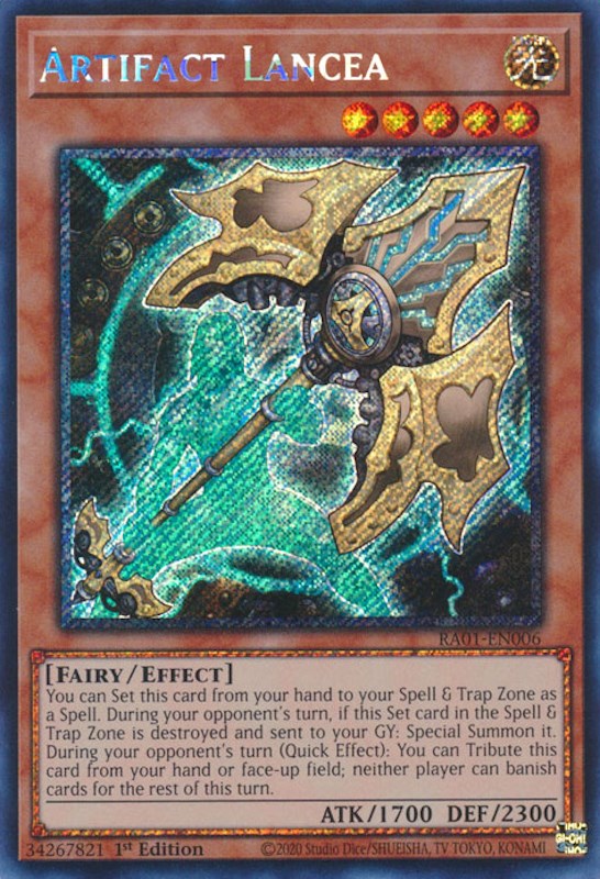 Artifact Lancea [RA01-EN006] Platinum Secret Rare | Exor Games Bridgewater