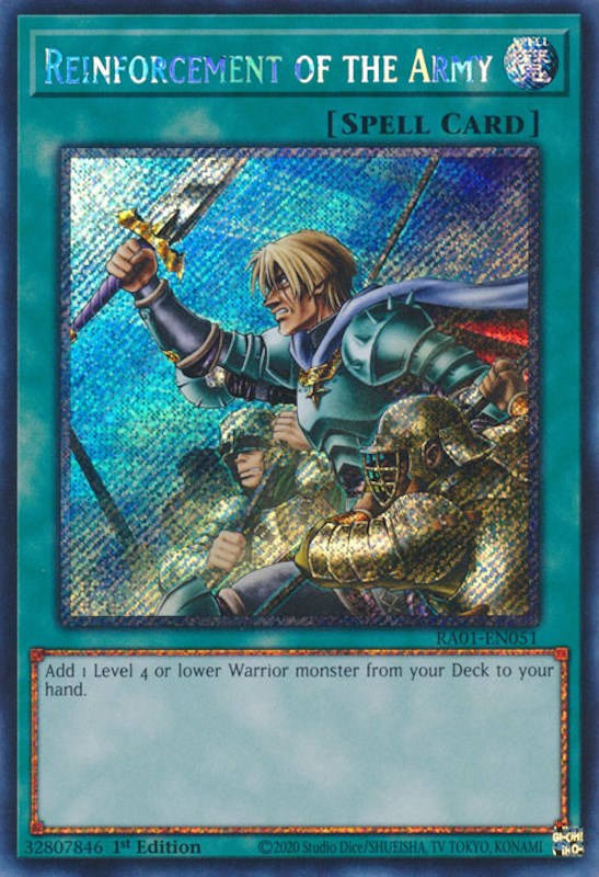 Reinforcement of the Army [RA01-EN051] Platinum Secret Rare | Exor Games Bridgewater