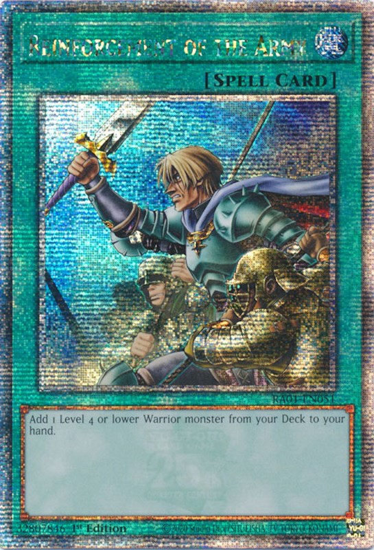 Reinforcement of the Army [RA01-EN051] Quarter Century Secret Rare | Exor Games Bridgewater