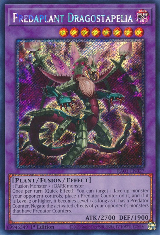 Predaplant Dragostapelia [RA01-EN027] Platinum Secret Rare | Exor Games Bridgewater