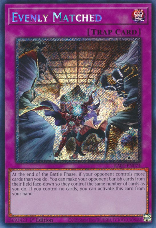 Evenly Matched [RA01-EN074] Platinum Secret Rare | Exor Games Bridgewater