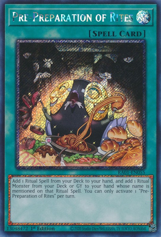 Pre-Preparation of Rites [RA01-EN055] Platinum Secret Rare | Exor Games Bridgewater