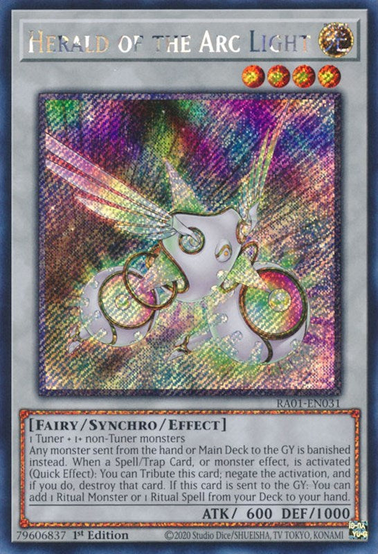 Herald of the Arc Light [RA01-EN031] Platinum Secret Rare | Exor Games Bridgewater