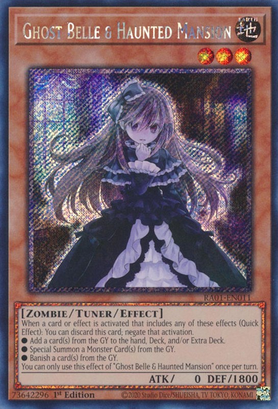 Ghost Belle & Haunted Mansion [RA01-EN011] Platinum Secret Rare | Exor Games Bridgewater