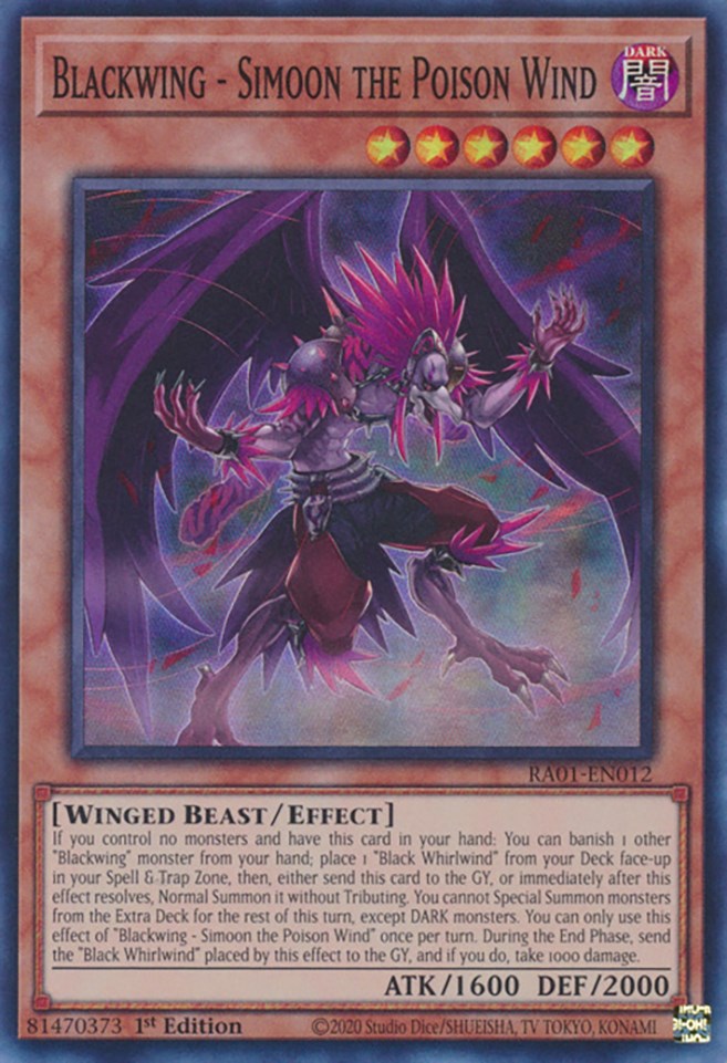 Blackwing - Simoon the Poison Wind [RA01-EN012] Super Rare | Exor Games Bridgewater