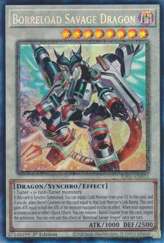 Borreload Savage Dragon [RA01-EN033] Prismatic Collector's Rare | Exor Games Bridgewater