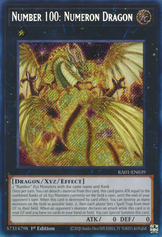 Number 100: Numeron Dragon [RA01-EN039] Secret Rare | Exor Games Bridgewater