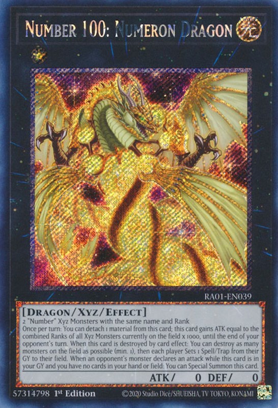 Number 100: Numeron Dragon [RA01-EN039] Platinum Secret Rare | Exor Games Bridgewater