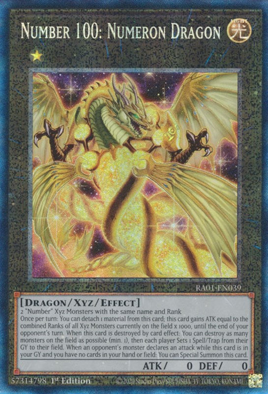Number 100: Numeron Dragon [RA01-EN039] Prismatic Collector's Rare | Exor Games Bridgewater