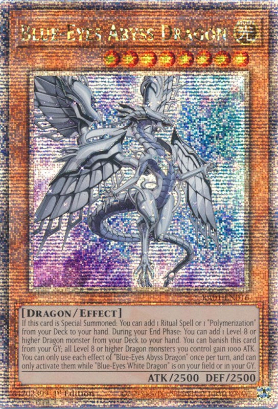 Blue-Eyes Abyss Dragon [RA01-EN016] Quarter Century Secret Rare | Exor Games Bridgewater