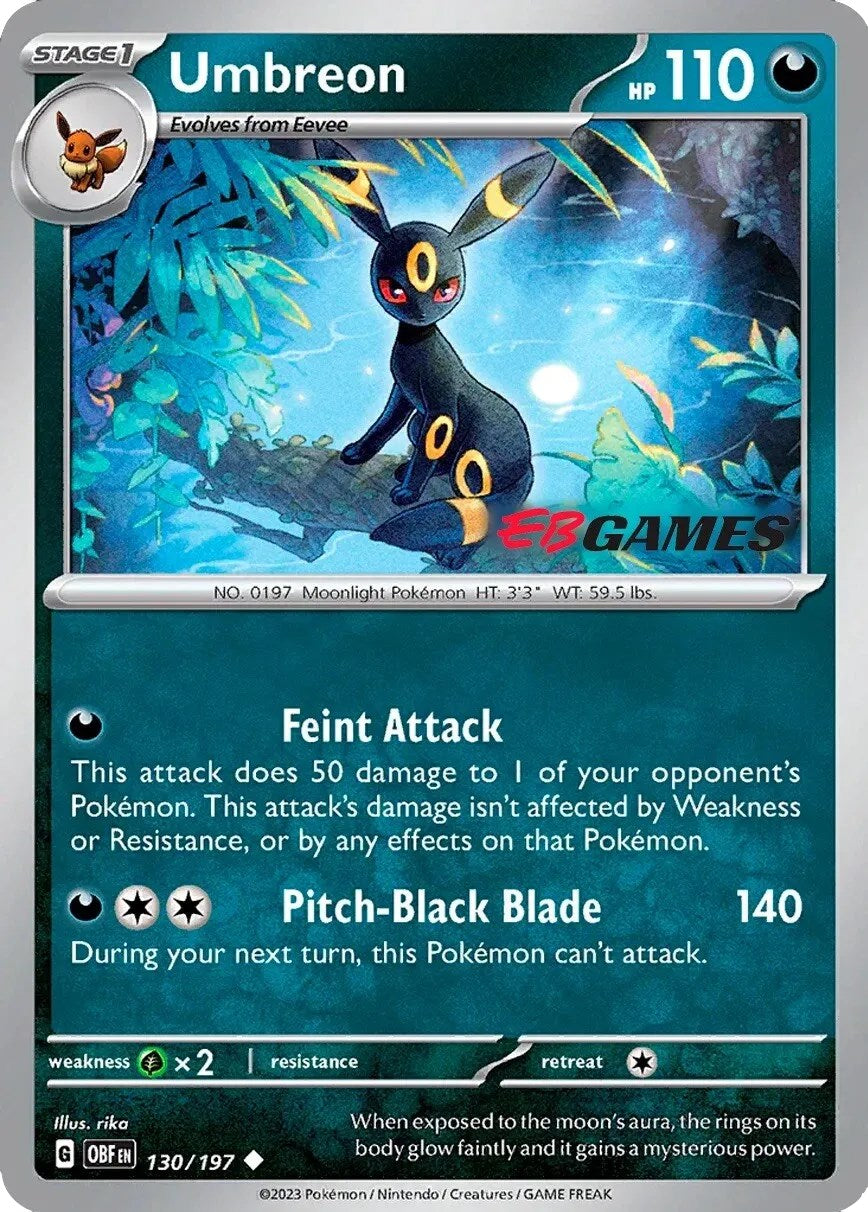 Umbreon (130/197) (EBGames Exclusive) [Scarlet & Violet: Obsidian Flames] | Exor Games Bridgewater