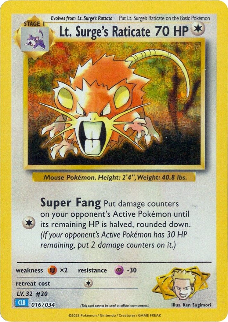 Lt. Surge's Raticate [Trading Card Game Classic] | Exor Games Bridgewater