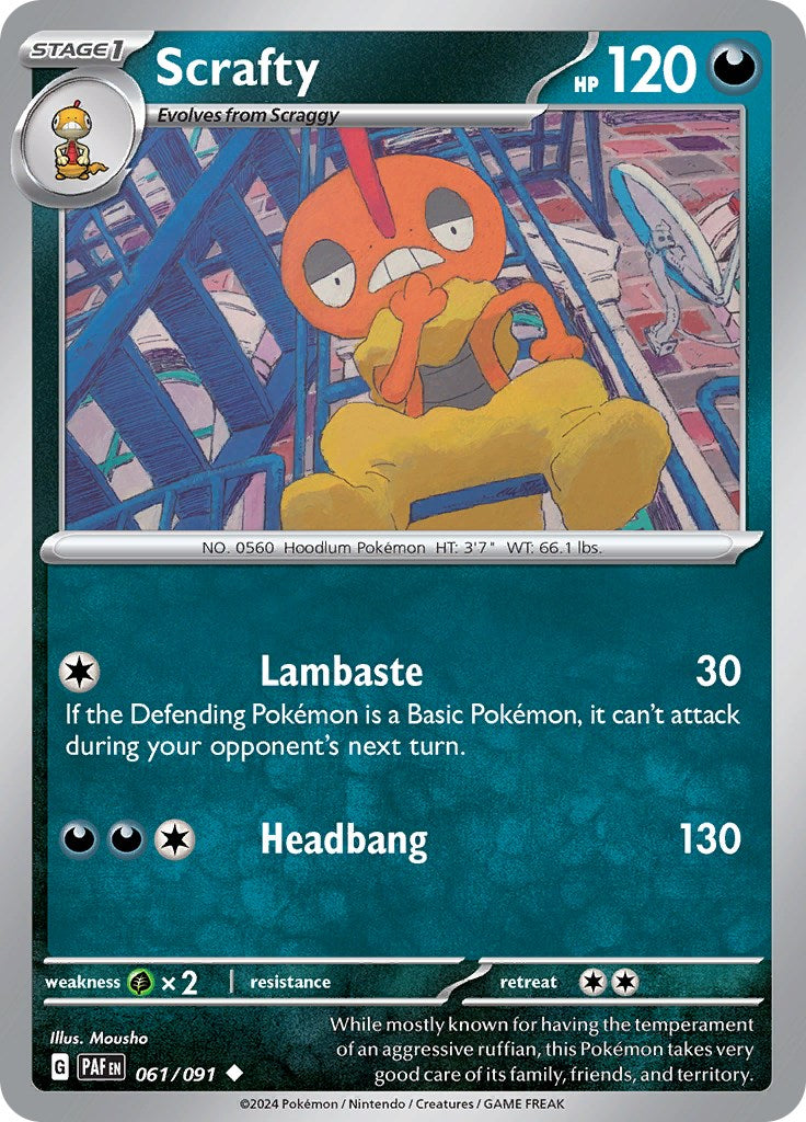 Scrafty (061/091) [Scarlet & Violet: Paldean Fates] | Exor Games Bridgewater