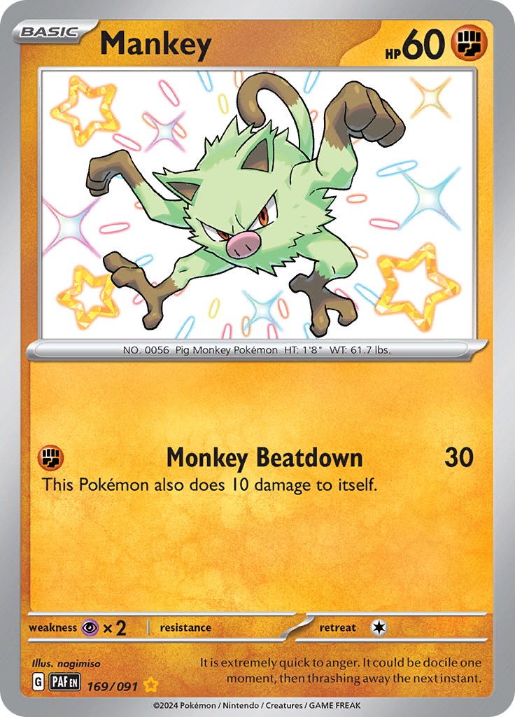 Mankey (169/091) [Scarlet & Violet: Paldean Fates] | Exor Games Bridgewater