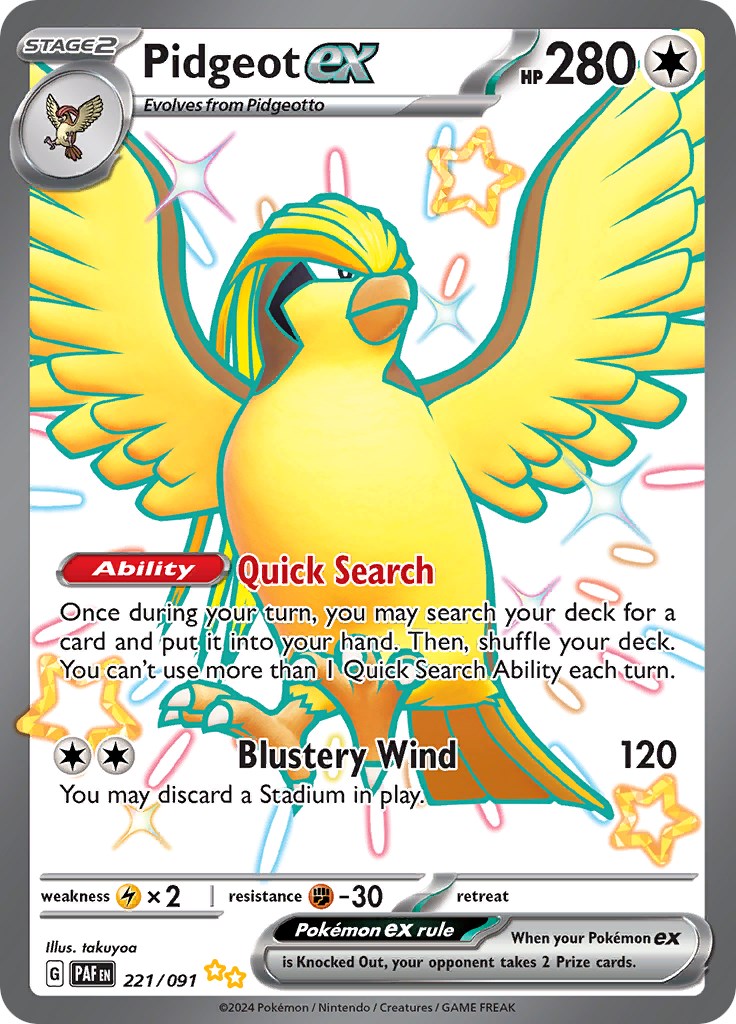 Pidgeot ex (221/091) [Scarlet & Violet: Paldean Fates] | Exor Games Bridgewater