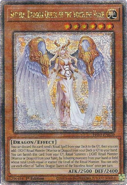 Saffira, Dragon Queen of the Voiceless Voice [PHNI-EN020] Quarter Century Secret Rare | Exor Games Bridgewater