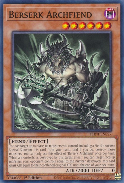 Berserk Archfiend [PHNI-EN027] Common | Exor Games Bridgewater