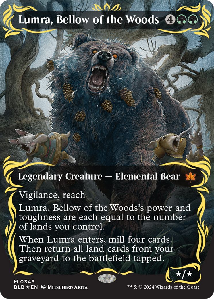 Lumra, Bellow of the Woods (Borderless) (Raised Foil) [Bloomburrow] | Exor Games Bridgewater