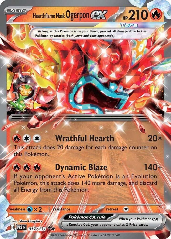 Hearthflame Mask Ogerpon ex (017/131) [Scarlet & Violet: Prismatic Evolutions] | Exor Games Bridgewater