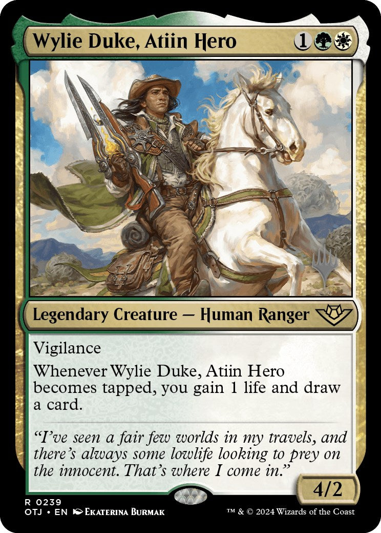 Wylie Duke, Atiin Hero (Promo Pack) [Outlaws of Thunder Junction Promos] | Exor Games Bridgewater