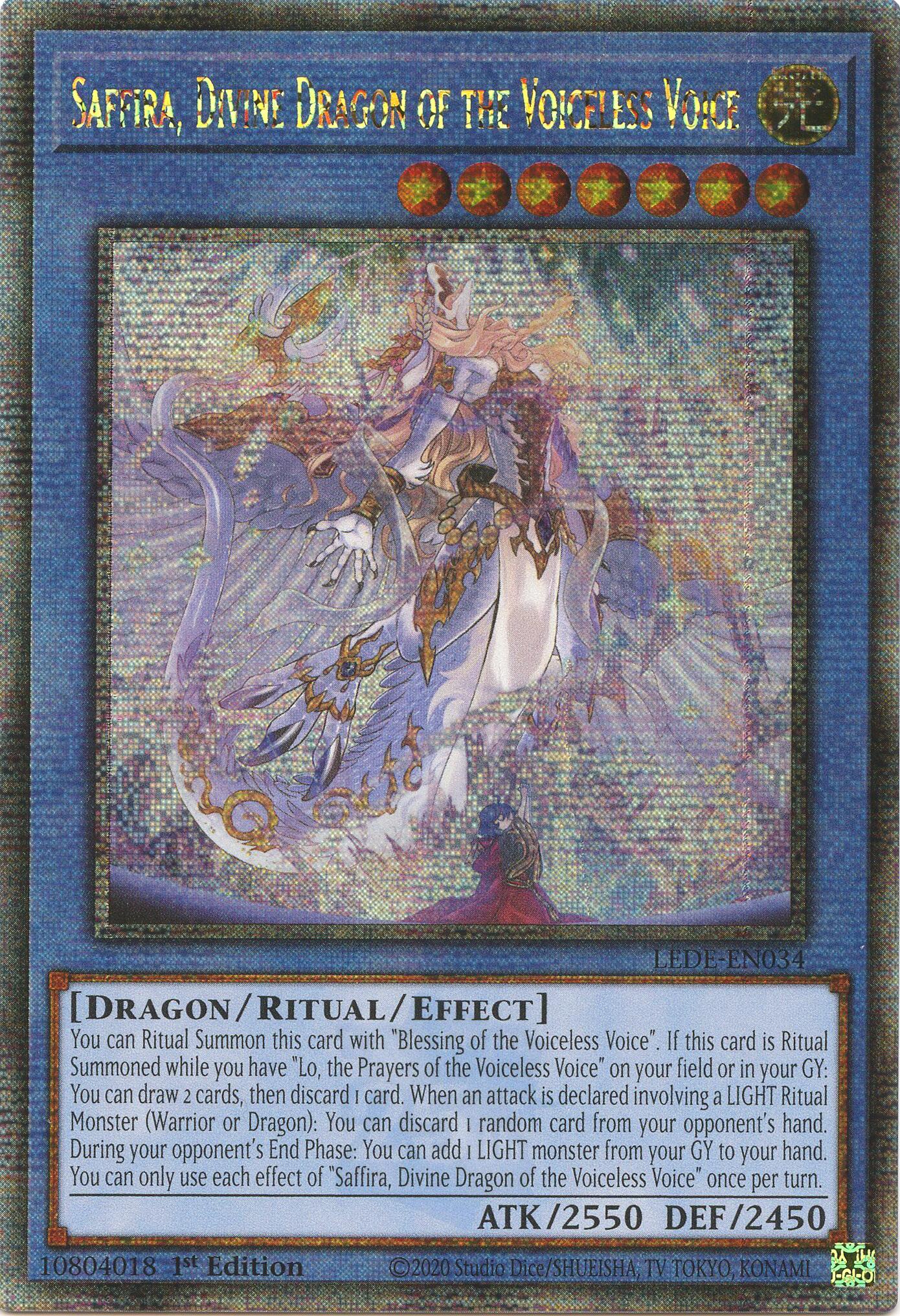 Saffira, Divine Dragon of the Voiceless Voice (Quarter Century Secret Rare) [LEDE-EN034] Quarter Century Secret Rare | Exor Games Bridgewater