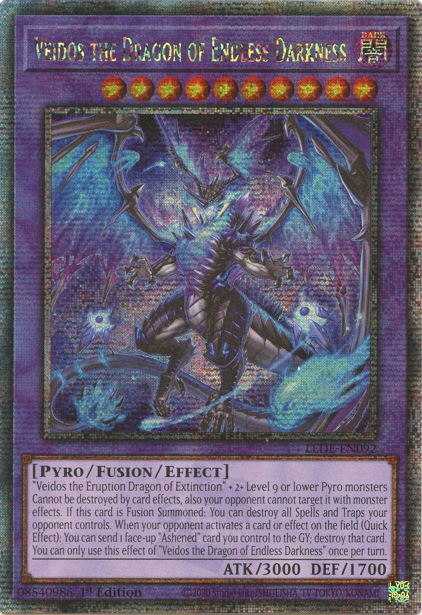 Veidos the Dragon of Endless Darkness (Quarter Century Secret Rare) [LEDE-EN092] Quarter Century Secret Rare | Exor Games Bridgewater