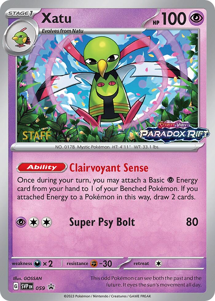 Xatu (059) (Staff Prerelease Promo) [Scarlet & Violet: Black Star Promos] | Exor Games Bridgewater