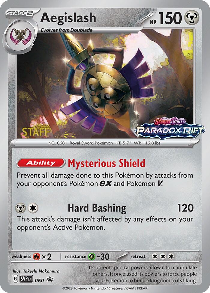 Aegislash (060) (Staff Prerelease Promo) [Scarlet & Violet: Black Star Promos] | Exor Games Bridgewater