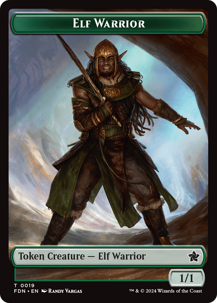 Elf Warrior // Rat (0030) Double-Sided Token [Foundations Tokens] | Exor Games Bridgewater