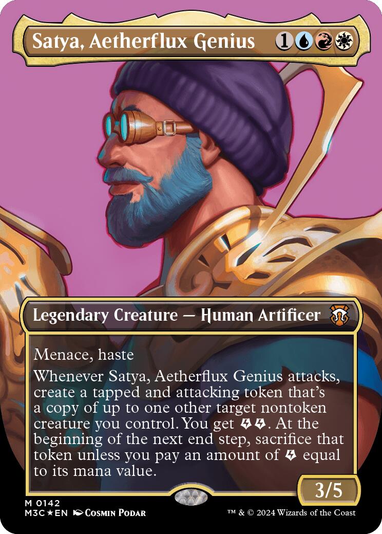 Satya, Aetherflux Genius (Borderless) (Ripple Foil) [Modern Horizons 3 Commander] | Exor Games Bridgewater