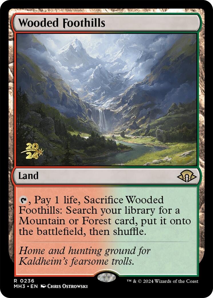 Wooded Foothills [Modern Horizons 3 Prerelease Promos] | Exor Games Bridgewater