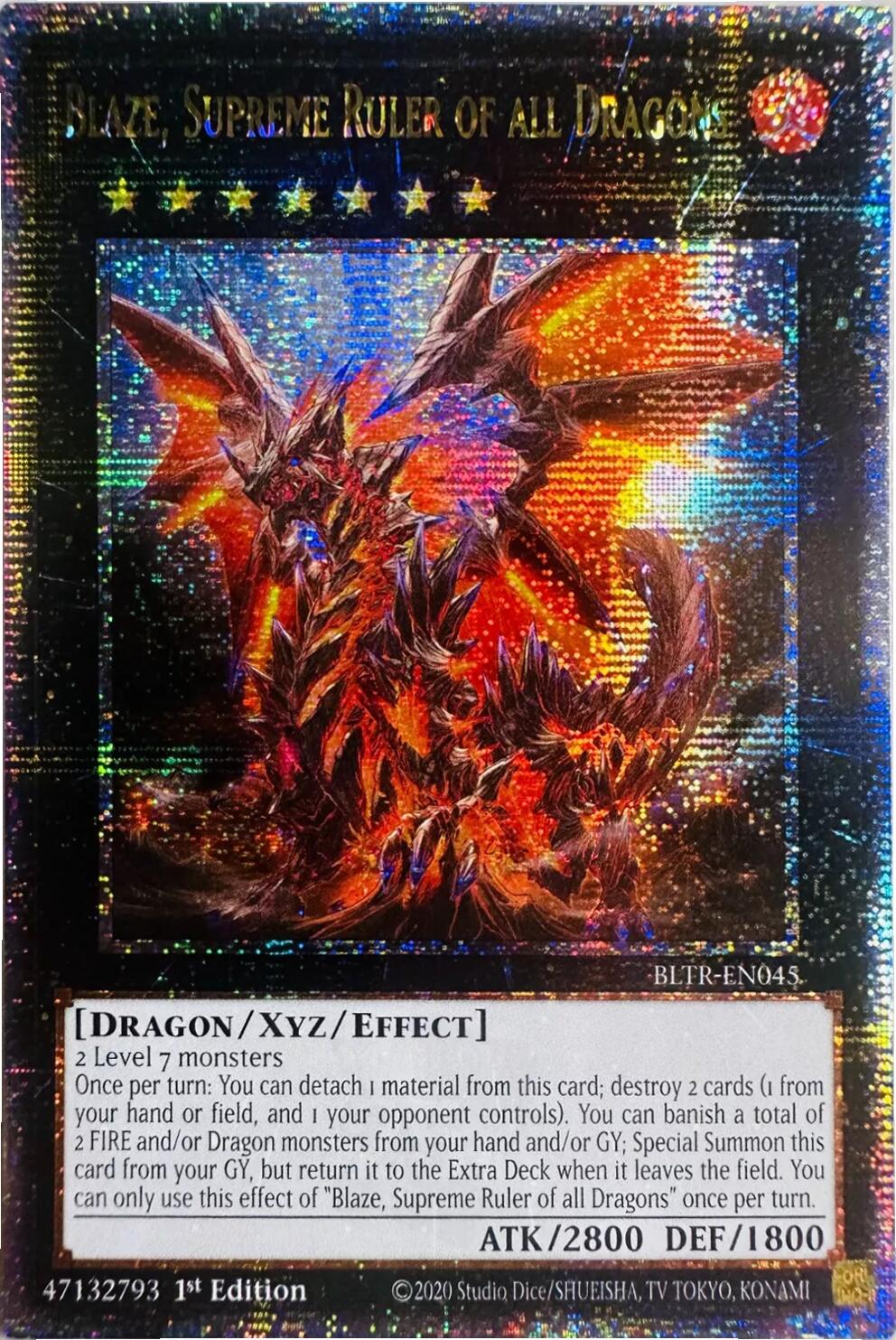 Blaze, Supreme Ruler of all Dragons (Quarter Century Secret Rare) [BLTR-EN045] Quarter Century Secret Rare | Exor Games Bridgewater