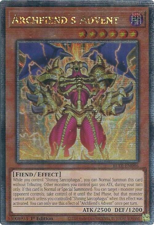 Archfiend's Advent (Quarter Century Secret Rare) [BLTR-EN046] Quarter Century Secret Rare | Exor Games Bridgewater