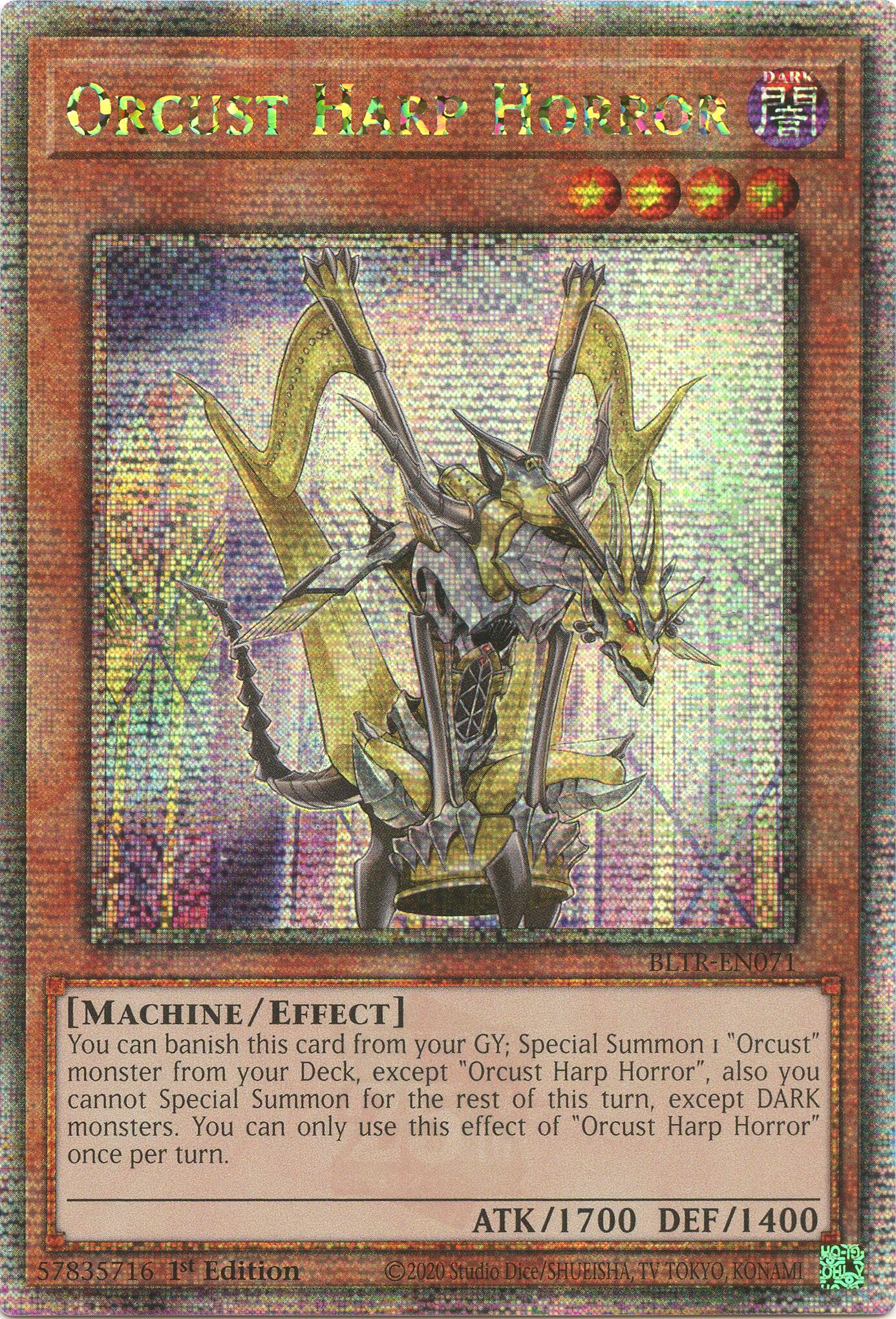 Orcust Harp Horror (Quarter Century Secret Rare) [BLTR-EN071] Quarter Century Secret Rare | Exor Games Bridgewater